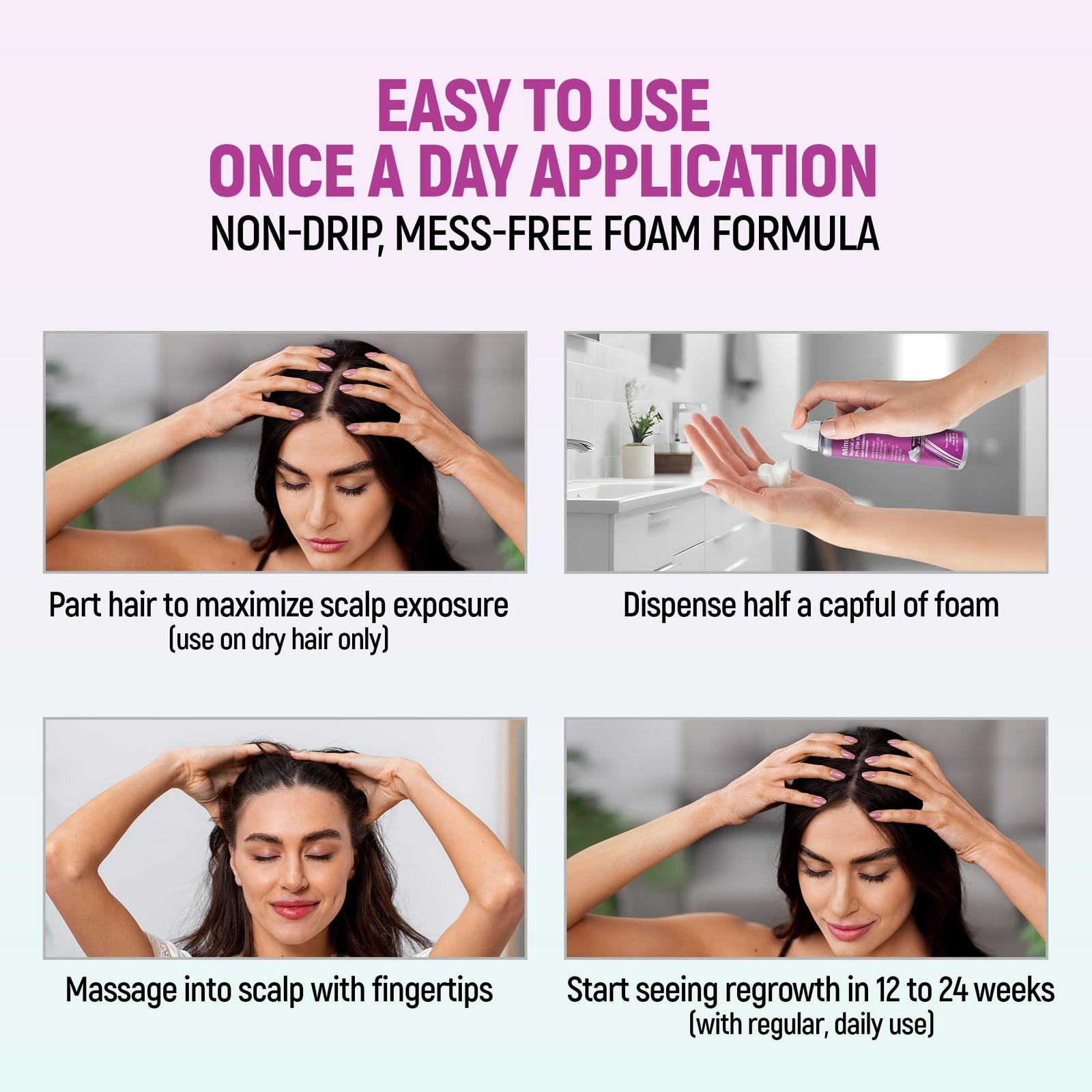 Rogaine 5% Minoxidil Foam for Women Hair Growth Thinning Treatment 2 Month