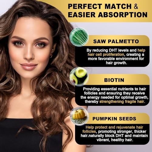 Hair Growth Supplement, DHT Blocker Gummies with Saw Palmetto & Biotin for Men