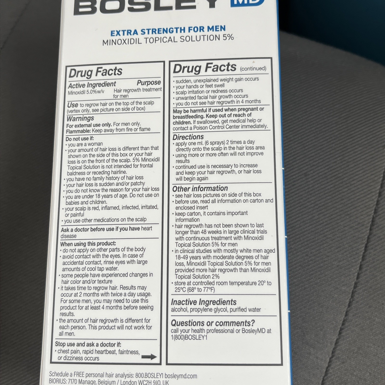 Bosley MD 5% Hair Growth Spray 2oz ONE MONTH SUPPLY FOR MEN