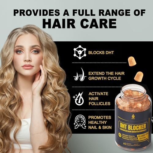 Hair Growth Supplement, DHT Blocker Gummies with Saw Palmetto & Biotin for Men