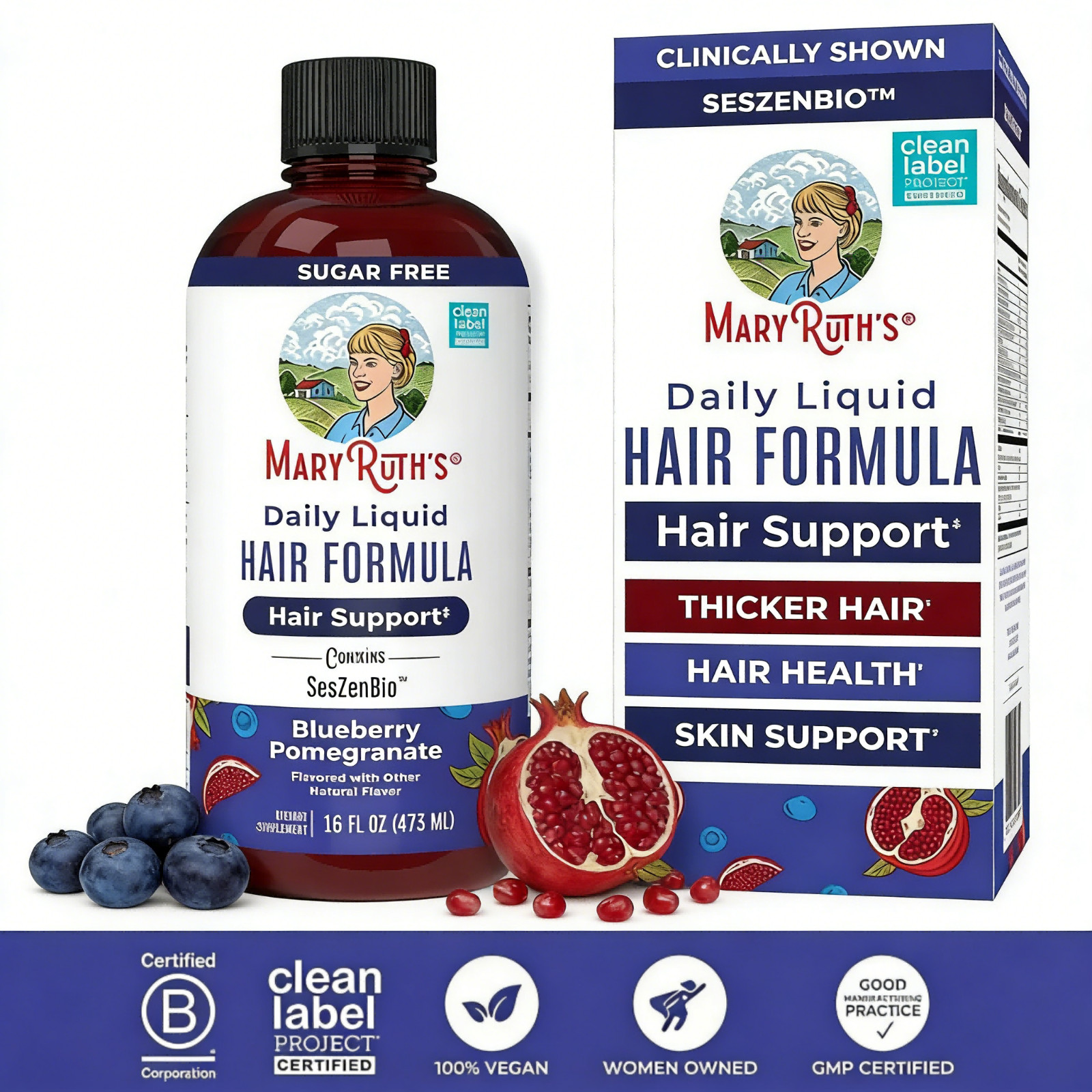 MaryRuth’s Liquid Hair – Thicker, Fuller Hair Support for Women – Biotin – 16oz