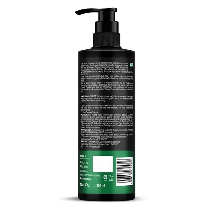BEARDO Hair Loss Vegan Thickening Shampoo 200 Hair Loss Treatment Men and Women