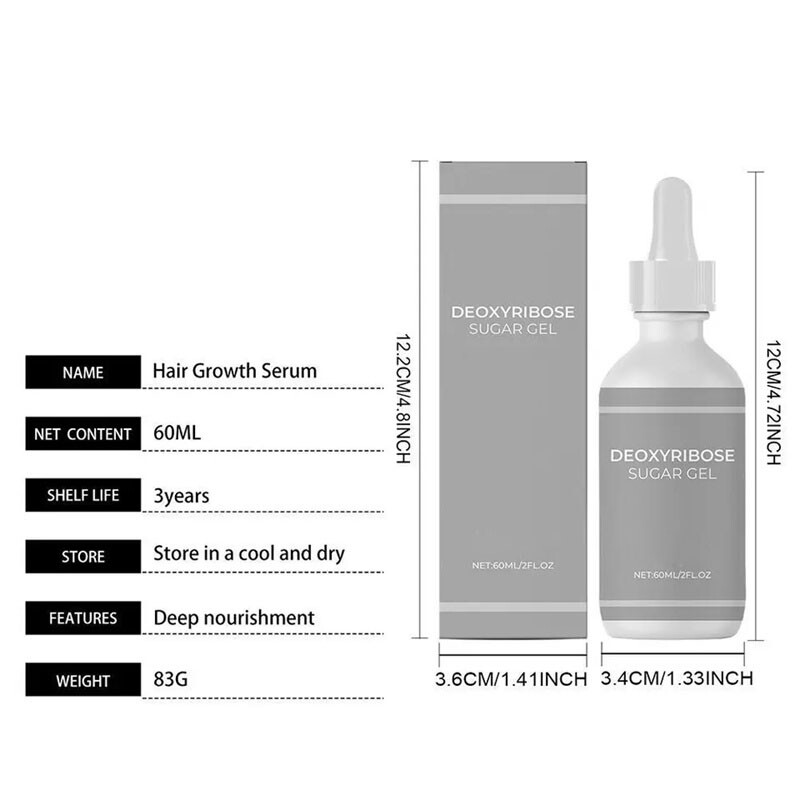 5 Pcs Deoxyribose Sugar Gel Hair Growth, Deoxyribose Serum for Hair Loss 60ml
