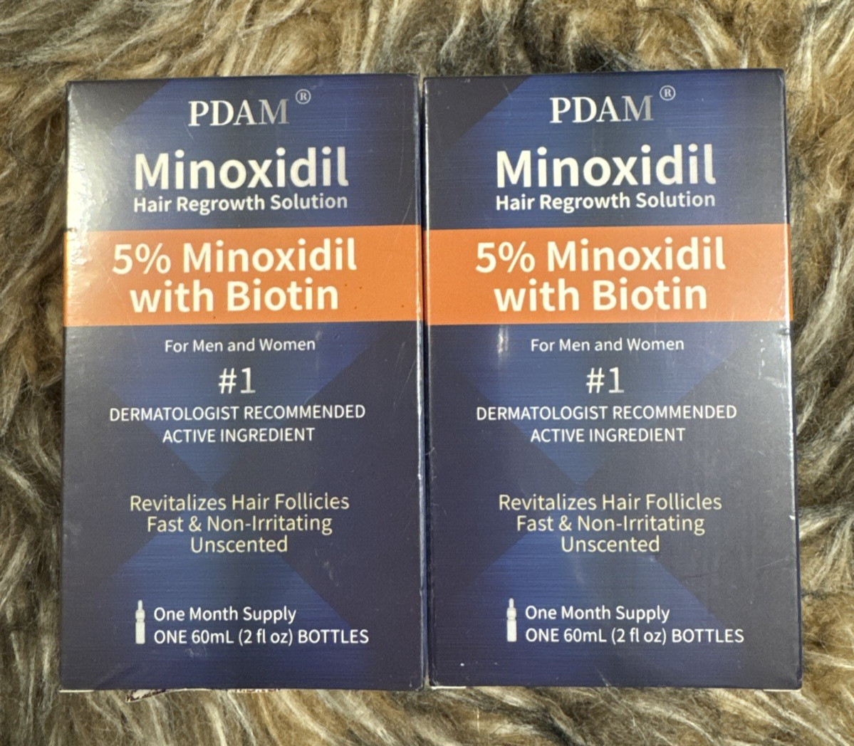 PDAM 5% Minoxidil Biotin Hair Growth Regrowth 60 mL 2 fl oz Exp 12/2026 2 Pack