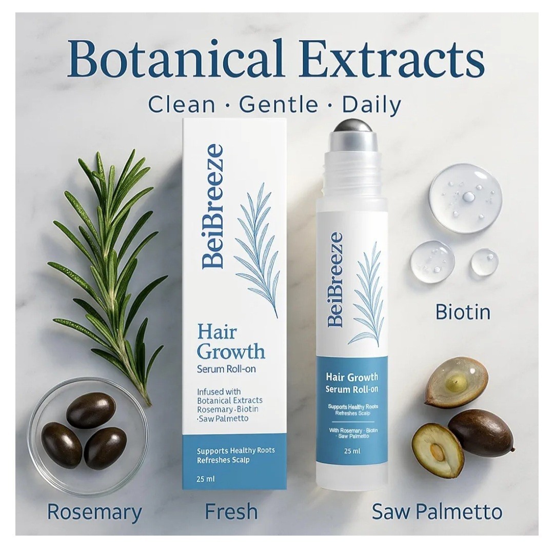 Rosemary Hair Growth Serum Roll-On 25ml – Biotin & Saw Palmetto for Thicker Hair