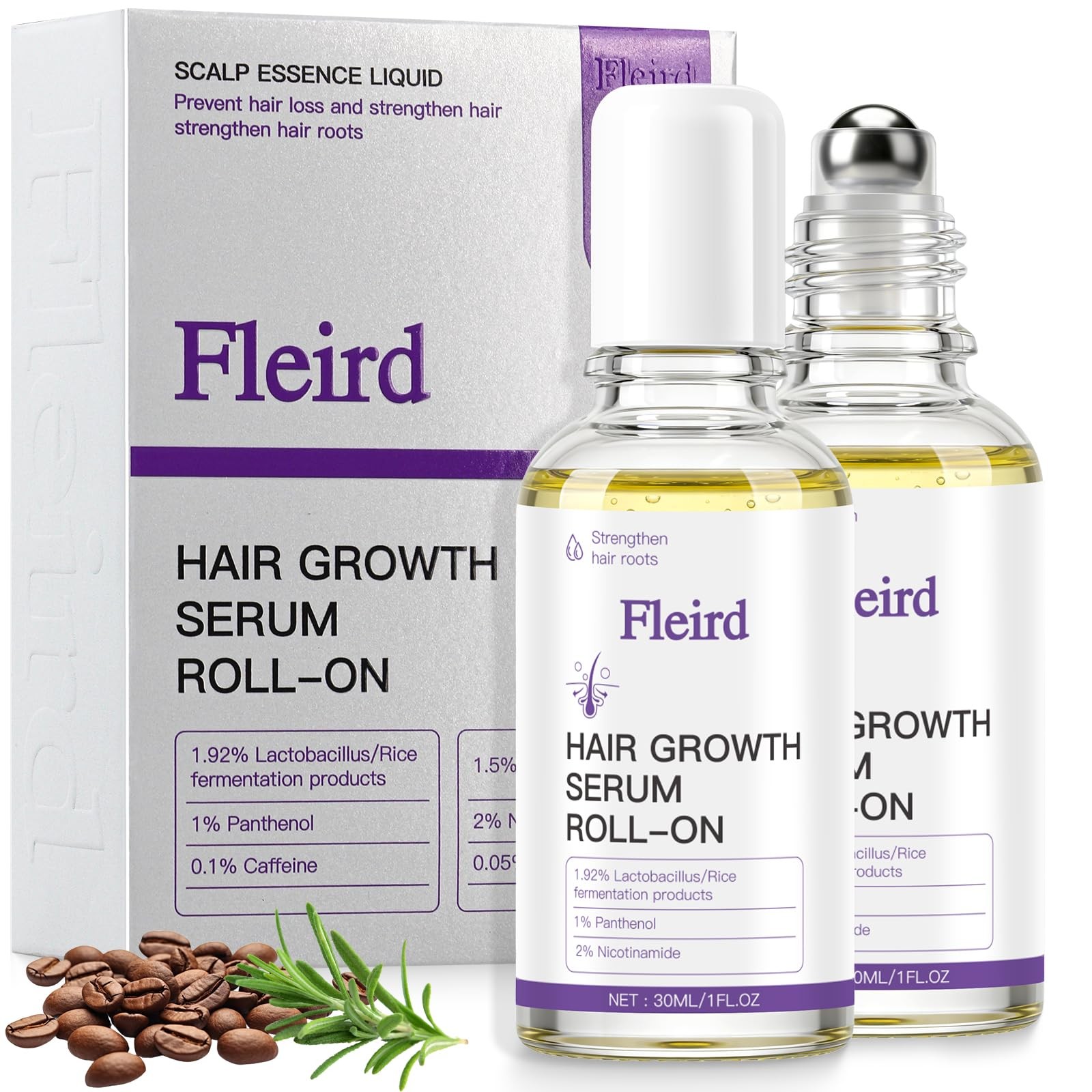 Rosemary Hair Growth Serum Roll-On | Rosemary Oil, Biotin, Anagain, Caffeine,…