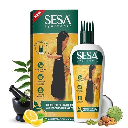 SESA Ayurvedic Hair Oil With Bhringraj & 17 Rare Herbs With Coconut Oil 200ml