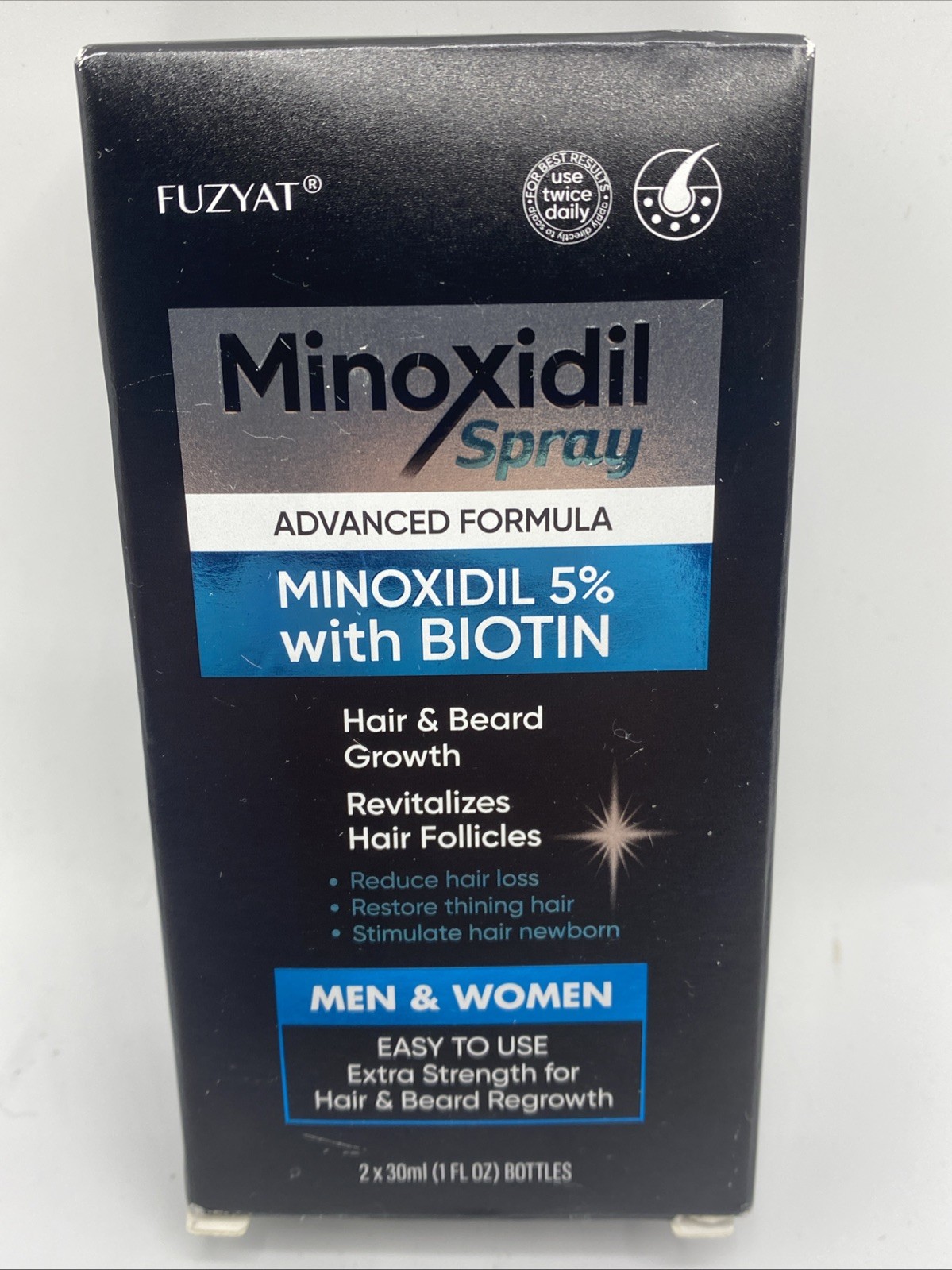 Fuzyat Minoxidil 5% With Biotin Hair Growth Serum Spray Men & Women -Exp.3/25/28