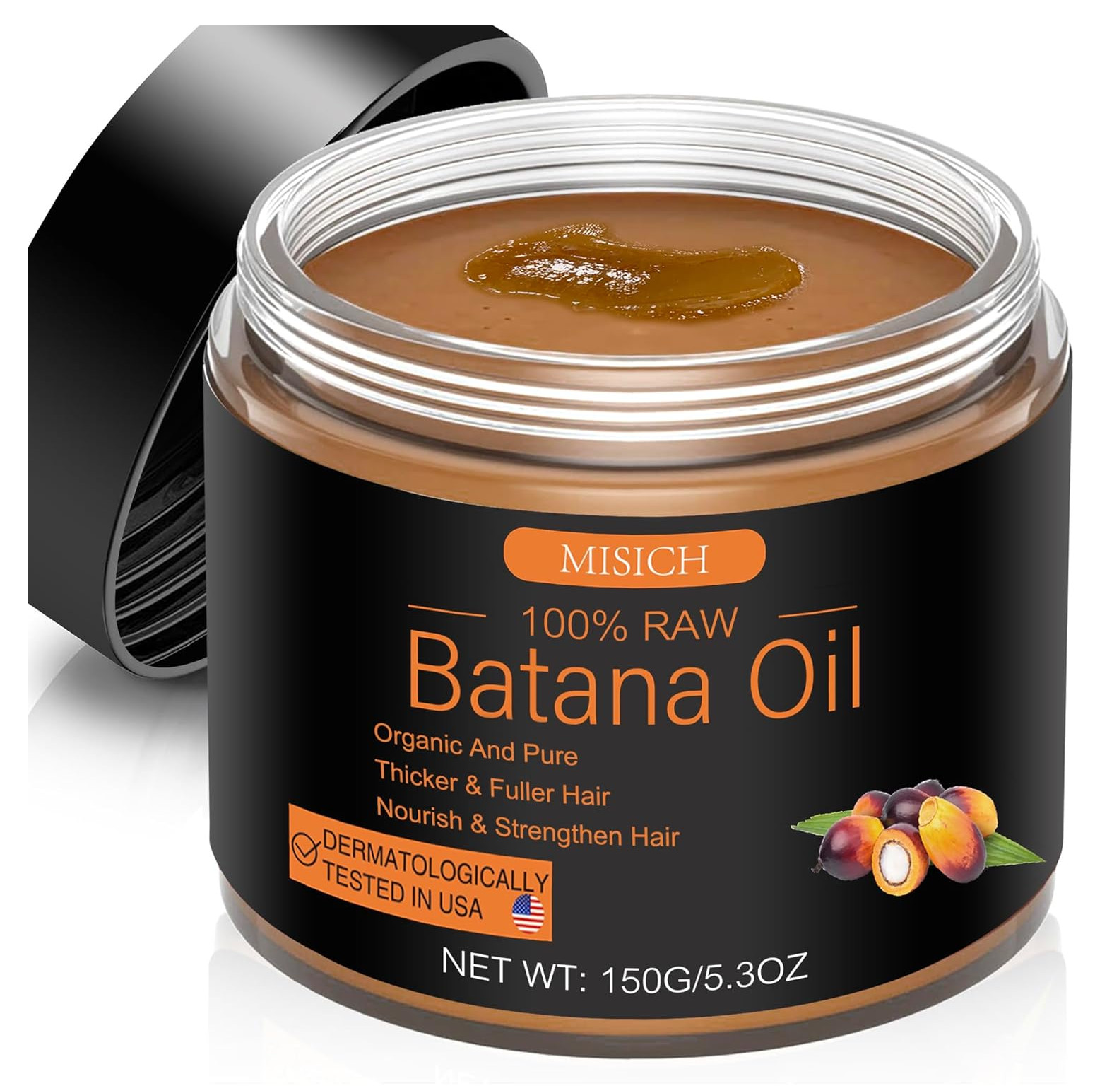 100% Pure Raw Batana Oil for Hair Growth, Unrefined Organic, 5.3 oz