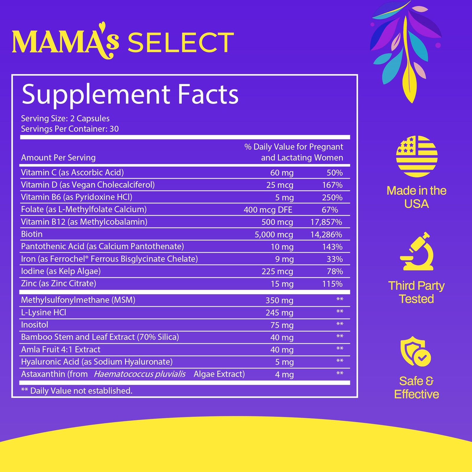 Mama’s Select Postpartum Hair Loss Vitamins – Reduce Shedding, Restore Thickn…